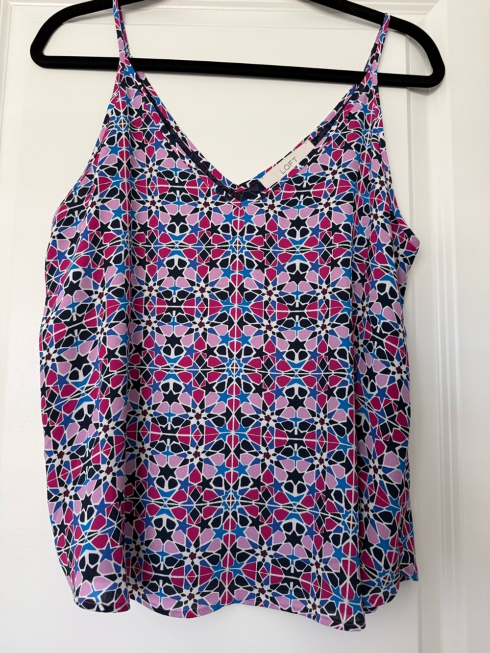 LOFT Pink Purple Geometric V-Neck Cami